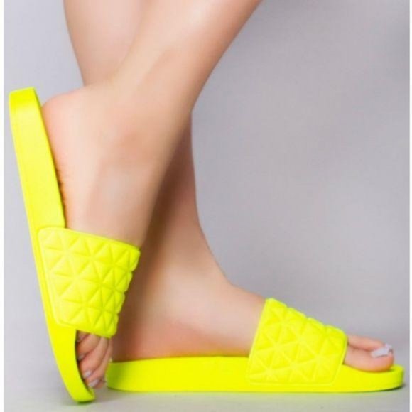 Shoes - Neon Yellow Neoprene Slides